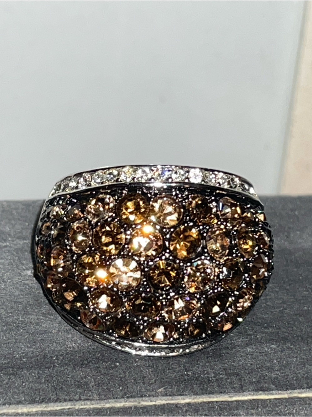 Park Lane Bronze Crystal Dome Ring with Pavé Accents